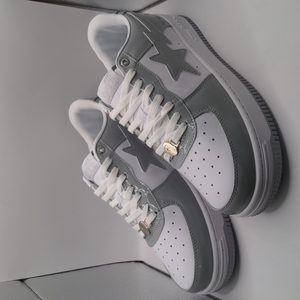 New A Bathing Ape Bapesta Men's Sneakers Light Grey Sz 12 - Picture 7 of 13